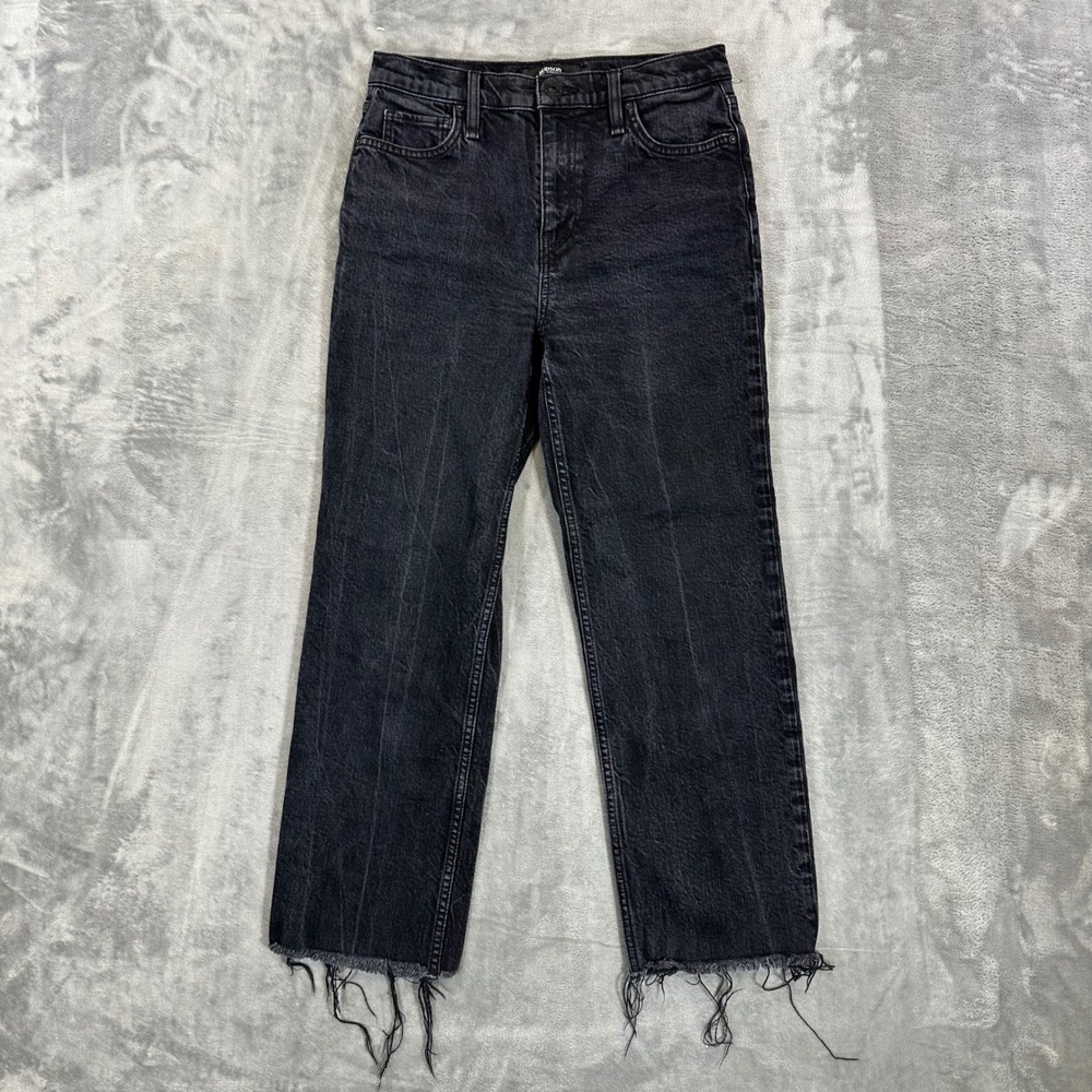 Hudson Remi Straight Cropped Jeans Women's Size 26 Faded Black Raw‎ Hem